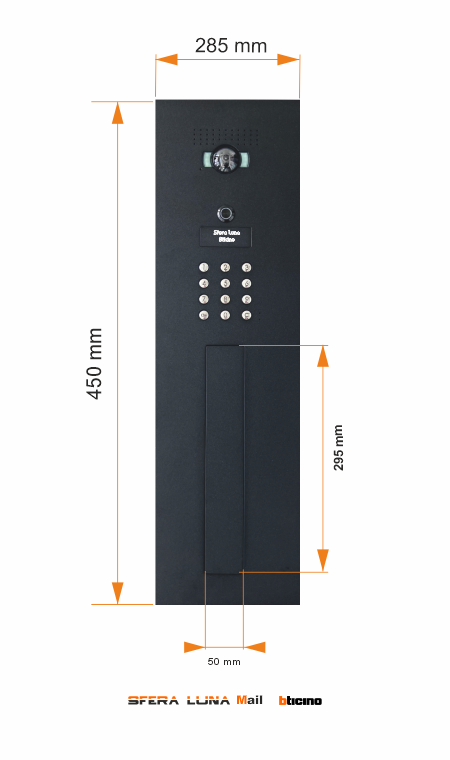 vidéo-parlophonie BTICINO SFERA LUNA+ clavier à code et volet de boîte aux lettres vertical