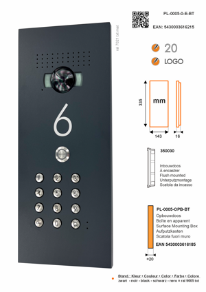 SFERA LUNA+ Frontale per pulsantiera videocitofonica di Bticino + tastiera numerica e numero civico inciso