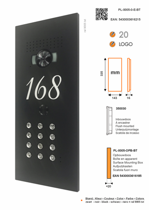 Sfera Luna Architectural Front Plate for Bticino – House Number Engraving & Keypad