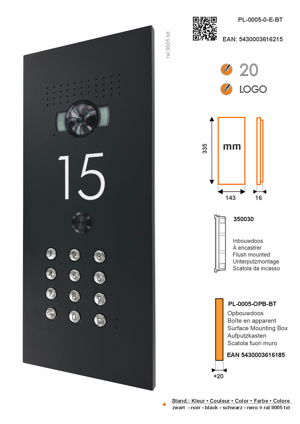 Sfera Luna Architektonische Frontplatte für Bticino – Hausnummergravur & Code-Tastatur