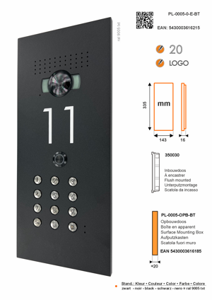 Sfera Luna Architectural Front Plate for Bticino – House Number Engraving & Keypad