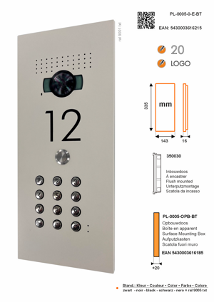 SFERA LUNA+ Frontale per pulsantiera videocitofonica di Bticino + tastiera numerica e numero civico inciso