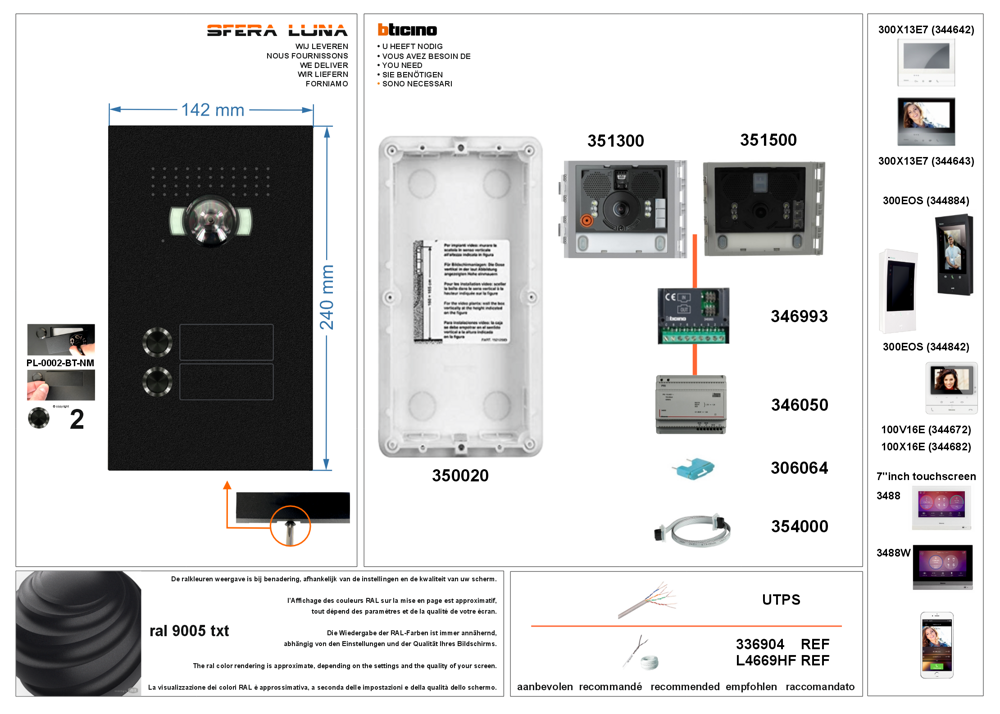 SFERA LUNA2 Pulsantiera da esterno audio e video Bticino