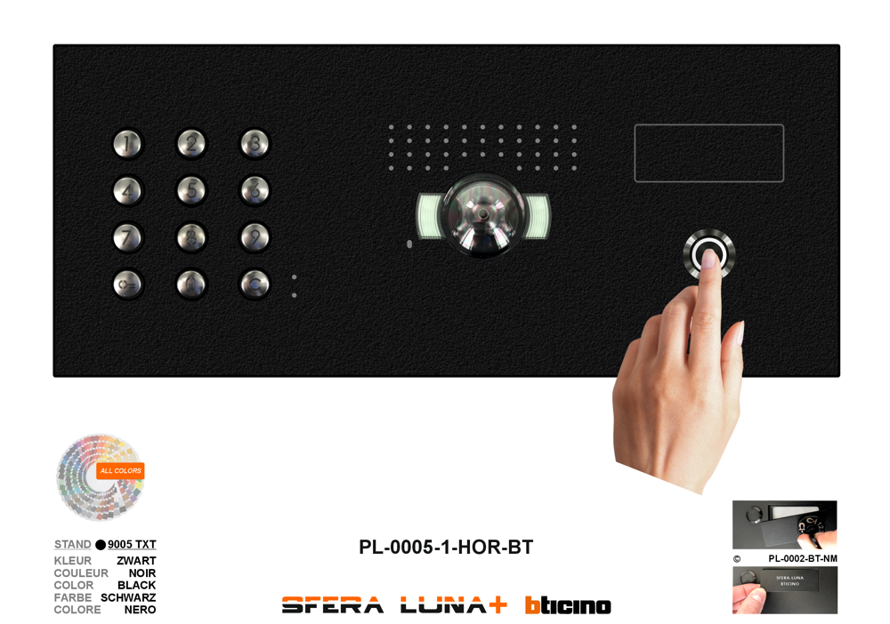 SFERA LUNA+1 HORIZONTAL CODE KEYPAD VIDEO INTERCOM HIGH-END BTICINO