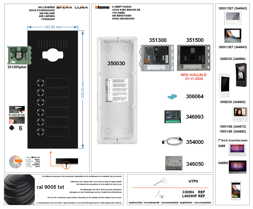 SFERA LUNA+6 Ruftasten VIDEO-SPRECHANLAGEN HIGH-END BTICINO