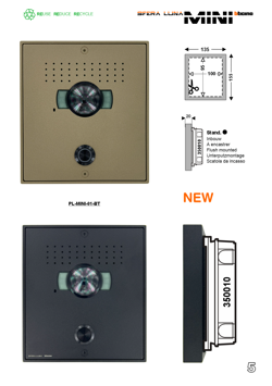 2 wires video entrance panel high-end SFERA LUNA MINI 01 Bticino 