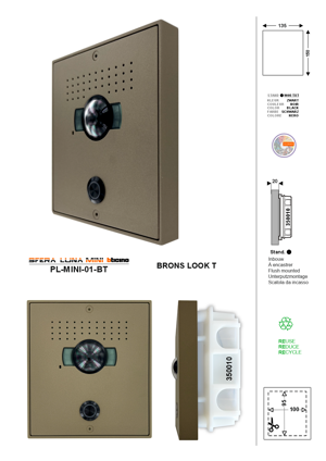 2 wires video entrance panel high-end SFERA LUNA MINI 01 Bticino 