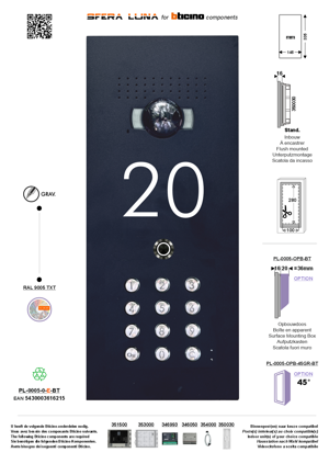 Piastra Frontale Architettonica Sfera Luna per Bticino – Incisione Numero Civico & Tastiera a Codice