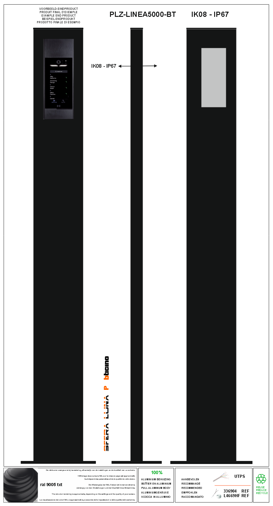 LUNA VIDEO PHONE COLUMN/communication for Bticino LINEA 5000 