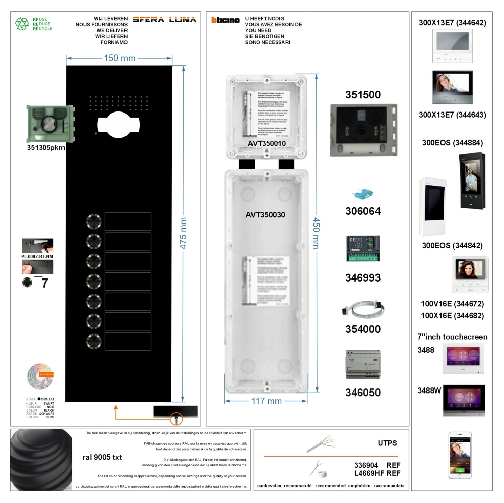 SFERA LUNA+7 Pulsantiera da esterno Audio e Video Bticino