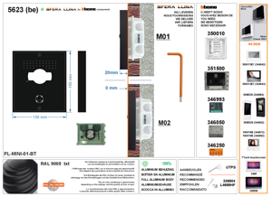 2 wires video entrance panel high-end SFERA LUNA MINI 01 Bticino 