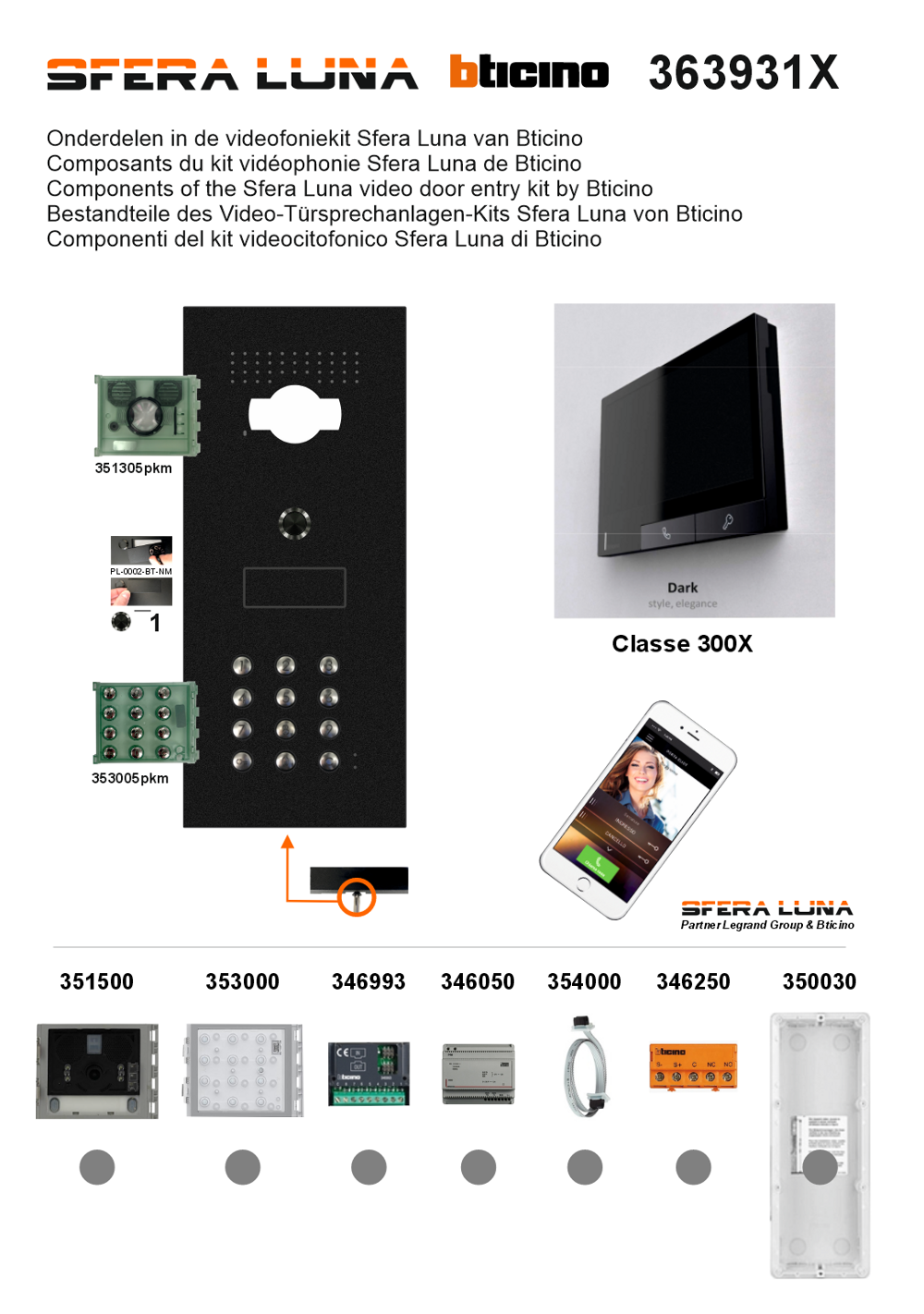 SFERA LUNA Kit 363931X – High-End-Video-Gegensprechanlage mit Innenstation 300X SCHWARZ