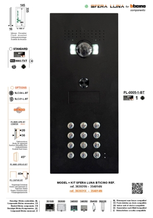 SFERA LUNA+1 push button code keypad Video Intercom High-End Bticino