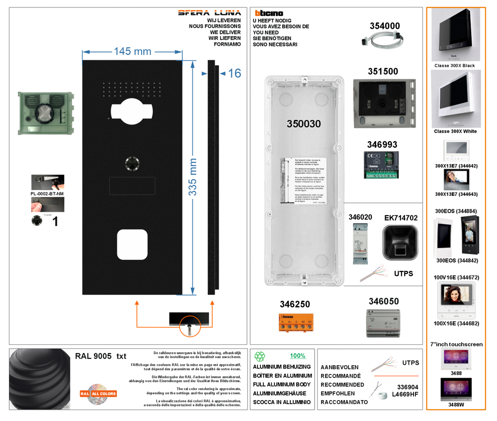 SFERA LUNA+ EKEY S-LINE 01 Vingerafdruk Video Parlofonie High-End-Module Bticino