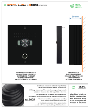 Vidéo Système Interphone haut de gamme Bticino SFERA LUNA MINI 01 - Façade