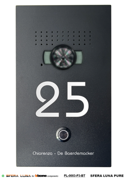 Interphone vidéo SFERA LUNA PURE avec numéro de maison/nom – Design haut de gamme pour Bticino