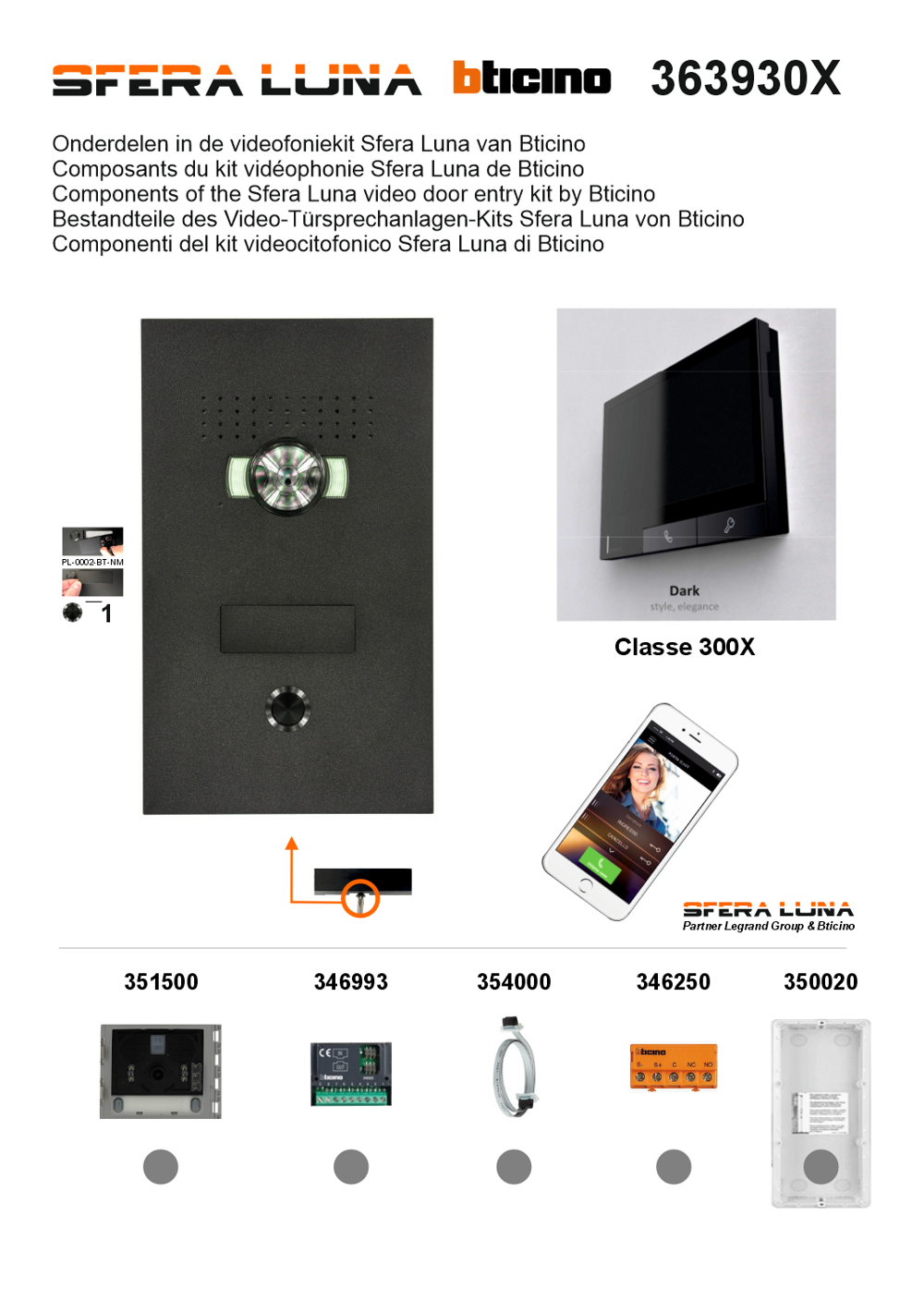SFERA LUNA Kit 363930X – High-End-Video-Gegensprechanlage mit Innenstation 300X SCHWARZ
