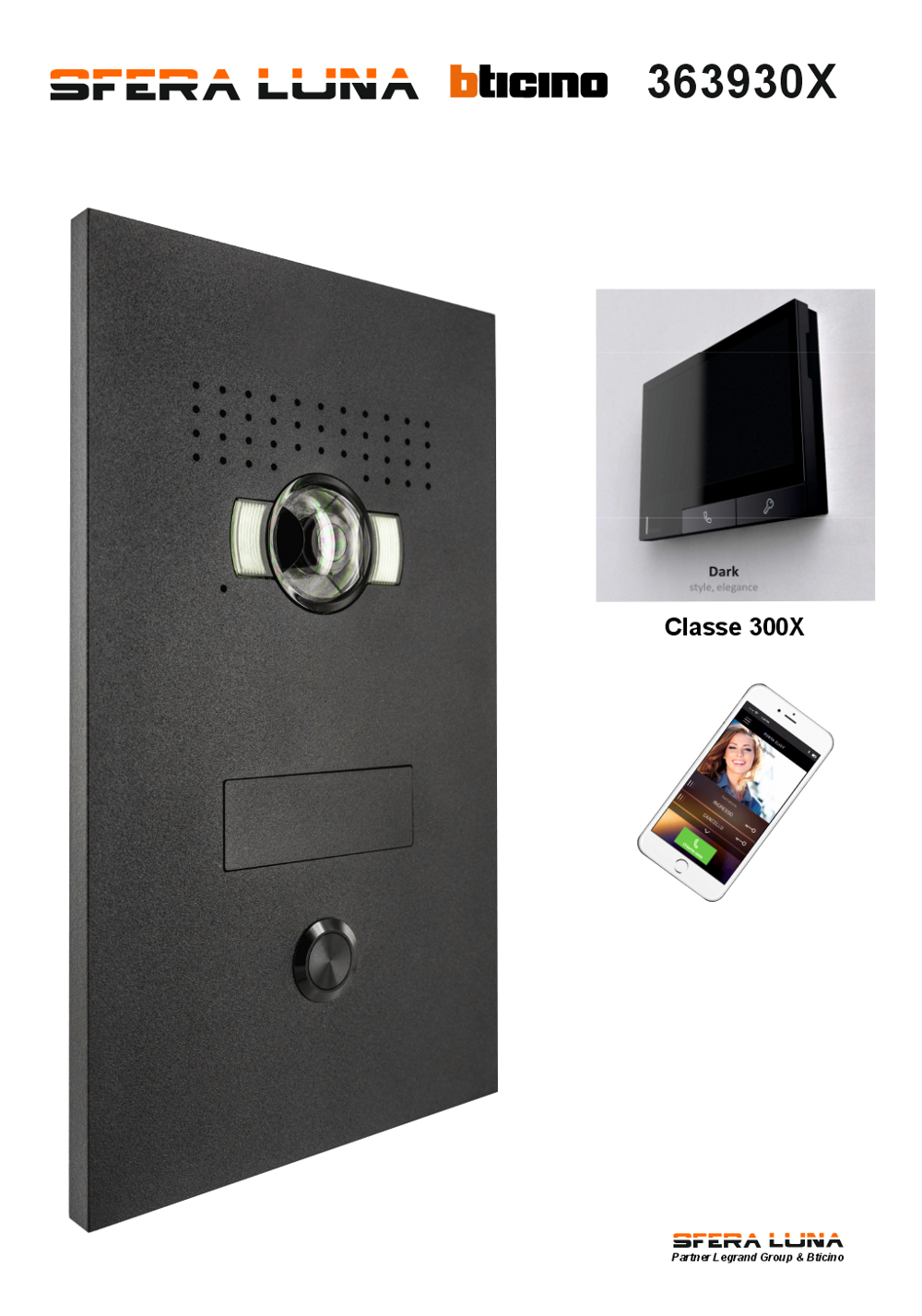 SFERA LUNA Kit 363930X – High-End Video Parlofonie met binnenpost 300X ZWART