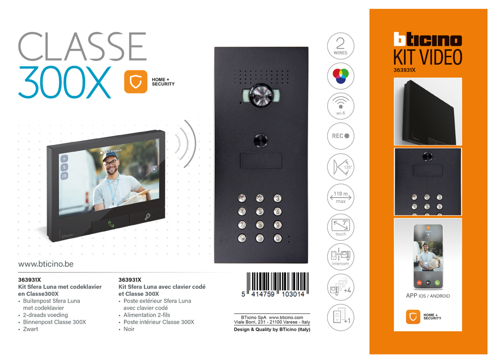 SFERA LUNA Kit 363931N – High-End Video Door Entry System with Classe 300EOS Indoor Unit (France)